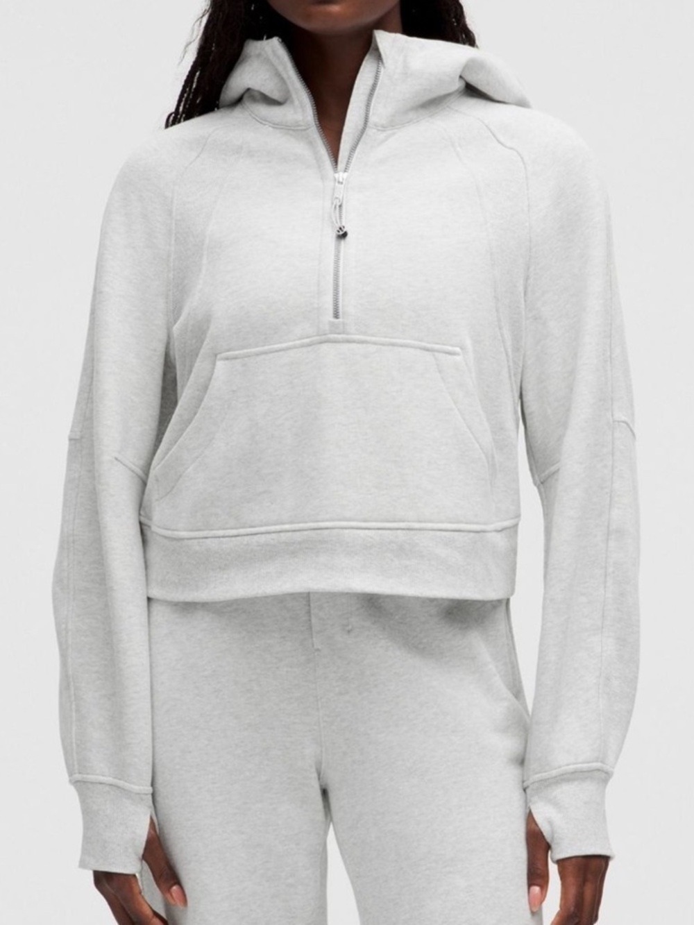 LULULEMON scuba oversized half zip hoodie front pocket W3DUSS light grey sz M/L